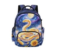 Kuiaobaty Zaino scolastico per bambini, robusto, con cerniera, leggero, a pressione ridotta, per la scuola elementare e media, Girasole Golden Snake, L, Casual