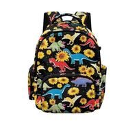 Kuiaobaty Zaino scolastico per bambini, robusto, con cerniera, leggero, a pressione ridotta, per la scuola elementare e media, Girasole Dinosauro, L, Casual