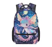 Kuiaobaty Zaino scolastico per ragazze con cinghie imbottite, pressione ridotta, leggero, grande zaino per la scuola, 43 cm, Galaxy Axolotl, L, Casual