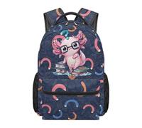 Kuiaobaty Zaino scolastico per ragazze con cinghie imbottite, pressione ridotta, leggero, grande zaino per la scuola, 43 cm, Kawaii Axolotl a, L, Casual