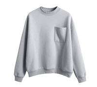 kuiazelit Felpa oversize da donna in pile girocollo pullover maglione, maglione da donna basic sciolto casual felpa top tinta unita top caldo autunno inverno, felpe da donna UK taglie forti, Grigio, L