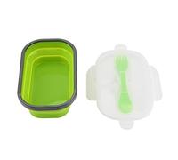 KUIDAMOS Contenitore per il Pranzo in Silicone Resistente Alle Alte Temperature con Forchetta Contenitore per Alimenti da Picnic Pieghevole per Frutta e Verdura Durevole Portatile Verde 7,7x4,8x2,4
