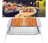 KUIDAMOS Set Barbecue Portatile in Acciaio Inossidabile per Barbecue All'aperto 3 Pezzi con Vassoio e Clip