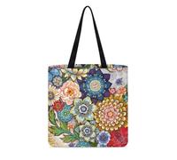 KUIFORTI Borse della spesa riutilizzabili per le donne pieghevole resistente shopping tote bag grande palestra tela panno sacchetto, Fiore di fiore., Taglia unica