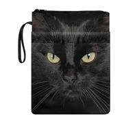 KUIFORTI Custodia per libri con gatto nero, per bambini e ragazzi, con stampa animalier, copertina in tessuto lavabile, custodia in brossura per lettori, regalo per gli amanti dei libri con cerniera