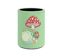 KUIFORTI Portamatite a forma di rane a fungo per scrivania per bambini e ragazze, portapenne in pelle PU, organizer per penne, accessori da scrivania, articoli per ufficio, regali a fungo