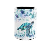 KUIFORTI Portapenne da scrivania, motivo tartaruga marina blu, portapenne con stampa animalier, portapenne da scrivania per bambini, cancelleria per bambini, organizer per scuola e ufficio,