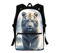 KUIFORTI Zaino per la scuola per bambini, con animali 3D, per ragazzi e ragazze, leggero, da viaggio, casual, Tigre bianca, Taglia unica