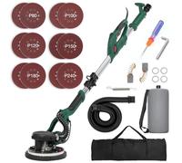 KUIMIT Levigatrice per Cartongesso, 850W Levigatrice per Muro Elettrica con 12 Dischi Abrasivi, 6 Velocità Variabile 800-1750 RPM, con Impugnatura Estensibile, luce LED, Tubo per la Polvere Lungo