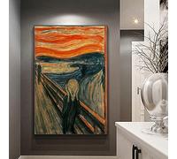 Kuingbhn Decorazione della casa Edvard Munch L'urlo Famoso Quadri su tela Riproduzioni Astratta Classica Poster da parete Decorazione 60x80 cm Senza cornice