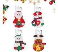KUIRUNRX Portaposate Feltro Natale, Portaposate di Natale, Sacchetti portaposate Natalizio Babbo Natale Pupazzo di Neve Renna Coltello Borsa Forchetta Set di 4, Per decorare feste, tavole, Natale