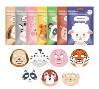 KUIRUNRX® Set Maschere Viso, 7 Pezzi Maschere Viso in Tessuto, idratante e lenitiva con Graziose Stampe di Animali, Sheet Mask Adatto a Tutti i Tipi di Pelle