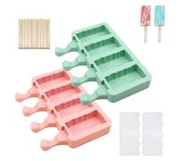 KUIRUNRX® Stampi per Ghiaccioli in Silicone, 2 Pezzi Stampi per Gelato, Stampi per Gelato al Cioccolato congelato DIY con Coperchio e 50 Bastoncini, per Preparazione Ghiaccioli, Gelati, Sorbetti