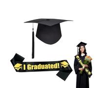KUIRUNRX® Toga Laurea, 2025 Cappello Berretto Universitario Cappello da Laureato Nero con Fascia di Laurea, Bachelor Hat per Cerimonie di Laurea/Festa di Universitario