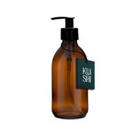 Kuishi Flacone a pompa in vetro marrone ambrato da 250 ml con pompa in plastica nera, dispenser di sapone riutilizzabile ecologico, elegante decorazione per il bagno, confezione da 1