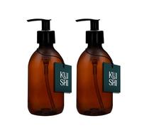 Kuishi Flacone con dosatore per sapone in plastica, color ambra marrone, plastica, ambra, x2 250ml
