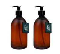 Kuishi Flacone con dosatore per sapone in plastica, color ambra marrone, plastica, ambra, x2 500ml