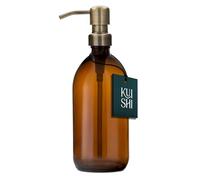 Kuishi Flacone in vetro ambrato con pompa in acciaio inossidabile [500 ml, pompa dorata], Ambrato Bottiglie marrone ricaricabili ideali per lavaggio a mano, shampoo, balsamo, gel doccia (senza BPA)
