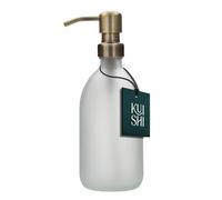 Kuishi Matt Glass White Soap Dispenser Pump Bottle [300ml, Gold], Glass Bottle Soap Dispenser with Stainless Steel Pump, White Bathroom Accessories (BPA-Free)
