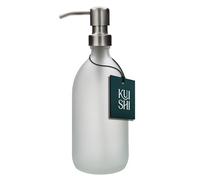 Kuishi Matt Glass White Soap Dispenser Pump Bottle [500ml, Silver], Glass Bottle Soap Dispenser with Stainless Steel Pump, White Bathroom Accessories (BPA-Free)