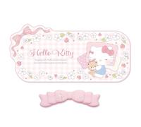Kuitmor Set Tappetino Anime Kawaii con Supporto Polsi - Tappetino Antiscivolo e Cuscino Polsi Memory Foam a Fiocco per Tastiera e Mouse, Ideale per Gaming e Ufficio Casa - Hello Cat (Rosa)