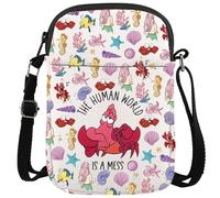 KUIYAI Borsa a tracolla con cerniera ispirata alla sirena, per i fan dei cartoni animati, regalo fiabesco (mondo umano)
