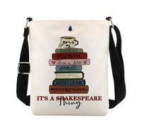 KUIYAI Borsa a tracolla ispirata a Shakespeare, per amanti dei libri, regalo letterario, merchandising, Shakespeare Thingxkuk, SMALL