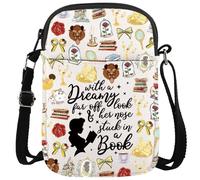 KUIYAI Borsa messenger principessa ispirata alla principessa, regalo per amanti delle fiabe, borsa a tracolla con cerniera per fan (in un libro)