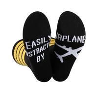 KUIYAI Calzini divertenti con aerei che si distraggono facilmente dagli aerei, idea regalo per papà e ingegnere (byairplane)