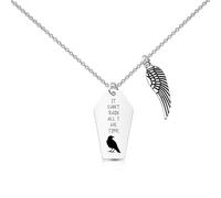 KUIYAI Collana ispirata al film "Crow Movement", regalo per amanti del corvo, idea regalo per amanti del film horror, con scritta "It Cant Rain", Cristallo, Nessuna pietra preziosa