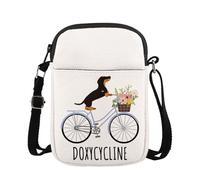 KUIYAI DachsundBikeUK - Borsa a tracolla divertente con bassotto sulla bicicletta per farmacisti, farmacisti e tecnici, regalo veterinario