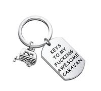 KUIYAI Portachiavi per roulotte, roulotte, roulotte, regalo per amanti del camper, regalo per campeggio, roulotte, club, regalo, 4.0*2.5, ACCIAIO INOX