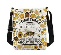 KUIYAI Regalo per custode delle api, regalo per gli amanti delle api, borsa a tracolla con api, a volte mi chiedo se le api stanno pensando anche a me, Se il Beeuk, SMALL