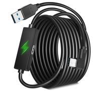Kuject Cavo di collegamento di design per Quest 3S/3, Quest 2 e Quest Pro, con porta di ricarica separata per alimentazione ininterrotta, cavo USB 3.0 tipo A a C per accessori per cuffie VR e PC da