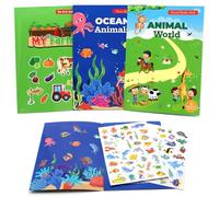 Kujinova 3 Pezzi Stickers Bambini Attacca Stacca, Zoo Fattorie Mondo Sommerso, per Bambini e Bambine di 3 a 7 Anni