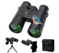 Kujizpu 12x42 Binocolo Professionali, Potente Binocolo con Prisma BaK-4 e Lente FMC, Impermeabile Binoculars, con Adattatore per Treppiede e Adattatore Telefonico, per Osservare gli Uccelli