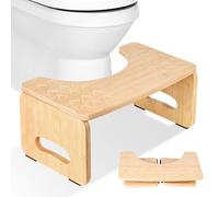 Kujizpu Sgabello WC in bambù, 18,5 cm, per adulti, pieghevole, per WC, per adulti, bambini, anti-intasamento