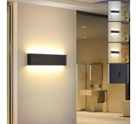 KUKAK Applique da Parete Interno,10W LED 3000K/4000K/6000K Lampada da Parete,Moderno Up Down Lampade Muro, Plafoniera da Parete Alluminio per Bagno Soggiorno Camera da Letto Scale Corridoio 33CM Nero