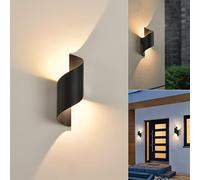 KUKAK LED Applique Da Parete Interno/Esterno, 10W 3000K Bianco Caldo, Lampada Moderna Up Down, Illuminazione Impermeabile IP65, Spirale In Metallo Per Bar, Camera Da Letto, Nero