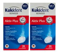Kukident Detergente Attivo Plus 2 x 99 Pastiglie Gebiss-Prothesenreiniger