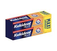 Kukident Plus Doppia Azione MAXI Crema Adesiva per Dentiere Totali Parziali, 2x6