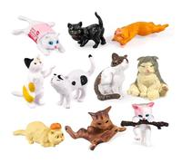 Kukifun 10 simpatici personaggi di gatto, mini kawaii gattino giocattolo collezione animale personaggio set da gioco per torte topper giardino auto decorazioni