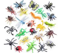 kukifun Giocattolo con 24 insetti realistici per bambini | Set di statuine di insetti in plastica, ideale per collezione, istruzione, decorazione, Halloween e bomboniere
