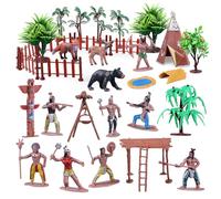 kukifun Set di 31 pezzi nativi americani villaggio figurine accessori come tipi, totem, recinzione, animali e alberi per l'educazione culturale e progetti scolastici