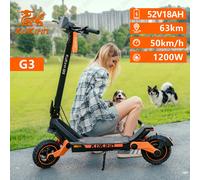 KuKirin G3 Scooter elettrico Motore 1200W Batteria 52V18Ah Display touch a LED E-Scooter Pneumatici tubeless fuoristrada da 10 pollici EScooter