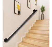 KUKIXKK Corrimano per Scale Moderne, corrimano per Scale con Supporto a Parete Sicuro per Anziani, corrimano di Sicurezza per Anziani, corrimano per Bagno(Black,20 ft/609cm)