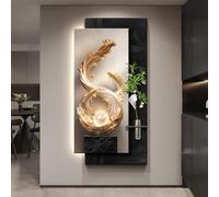 KUKIXKK Decorazione Parete Moderna 3D con Luci LED | Rilievo 3D Pietra, Luci LED Atmosfera, Vaso Integrato, Design Lusso Moderno(Black A,40x80cm/15.7x31.4in)
