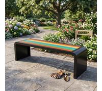 KUKIXKK Panchina da Giardino con Telaio Galvanizzato e Plastica Legno, Panchina da Patio Resistente alle Intemperie per Cortile e Parco, 2 Posti(Black,100x40x45cm)
