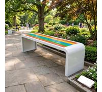 KUKIXKK Panchina da Giardino con Telaio Galvanizzato e Plastica Legno, Panchina da Patio Resistente alle Intemperie per Cortile e Parco, 2 Posti(White,120x40x45cm)