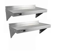 KuKoo - 2 Mensole a Muro in Acciaio Inossidabile Inox per Cucina Commerciale Mensole a Parete per Ristoranti Catering Resistente alla Corrosione 90cm x 30cm